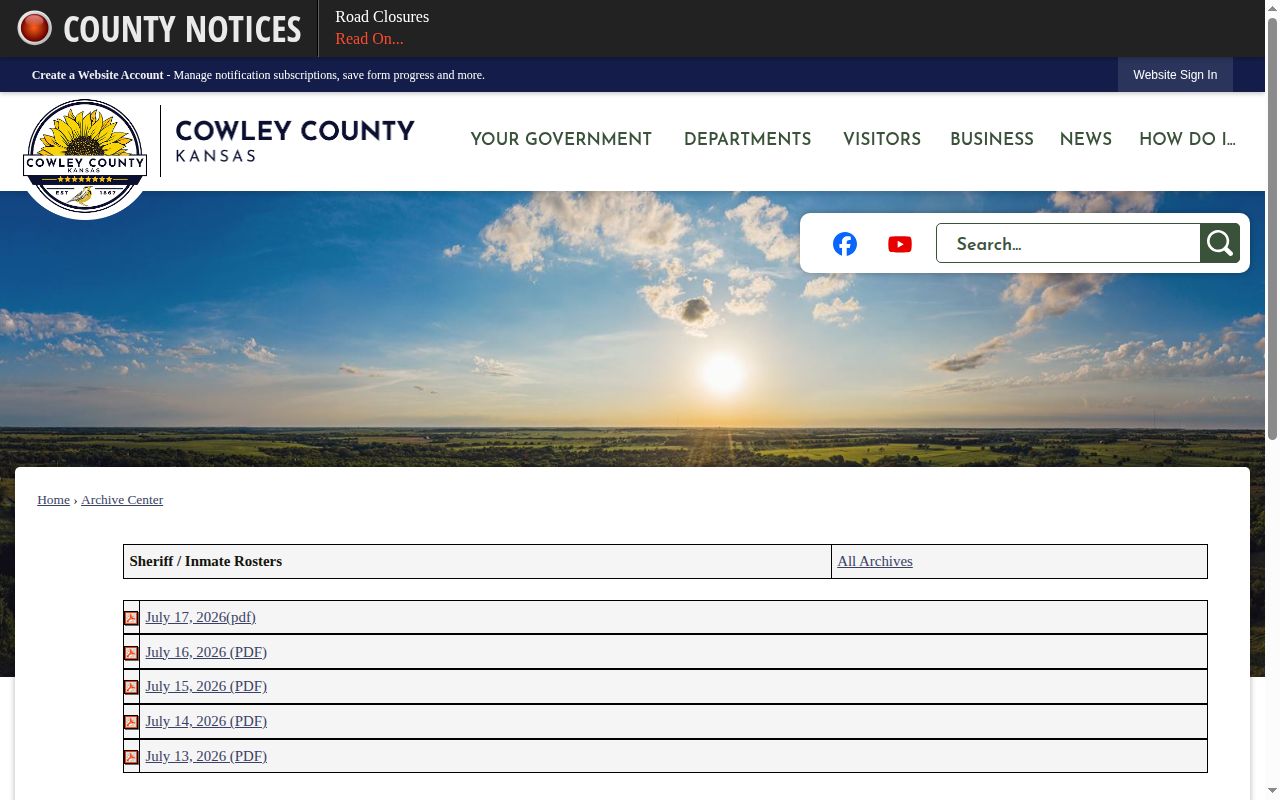Cowley County released inmate dated current roster archive