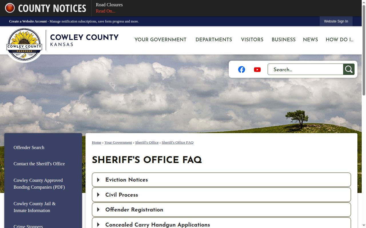 Cowley County released inmate sheriff records request procedure
